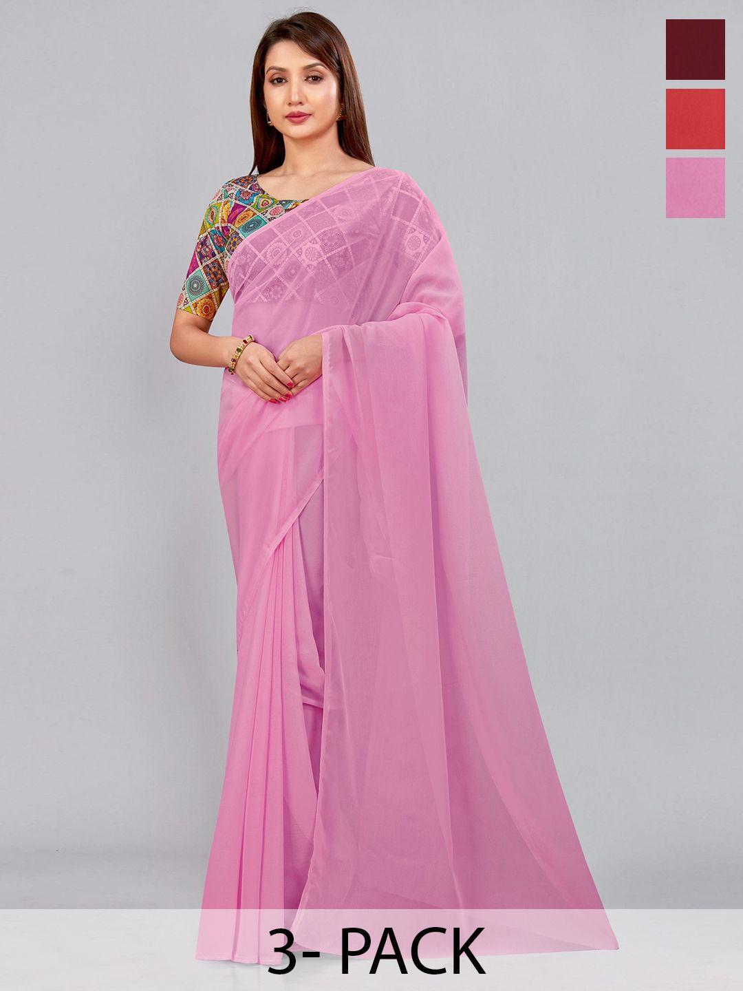 castillofab selection of 3 pure georgette saree