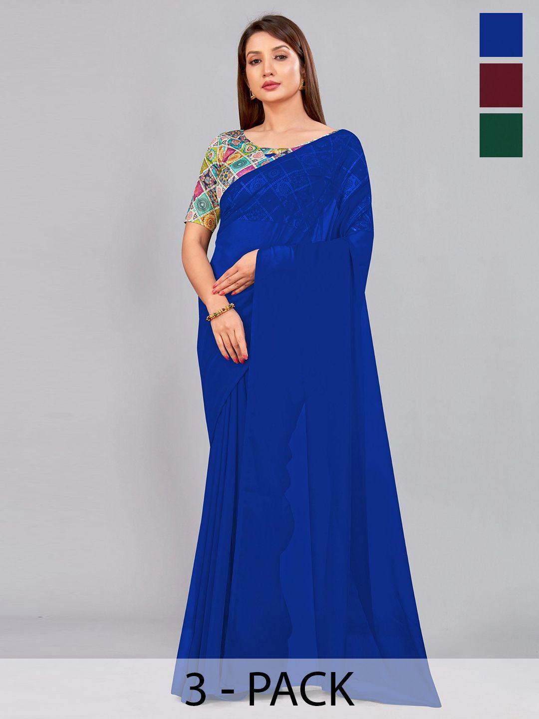 castillofab selection of 3 pure georgette saree