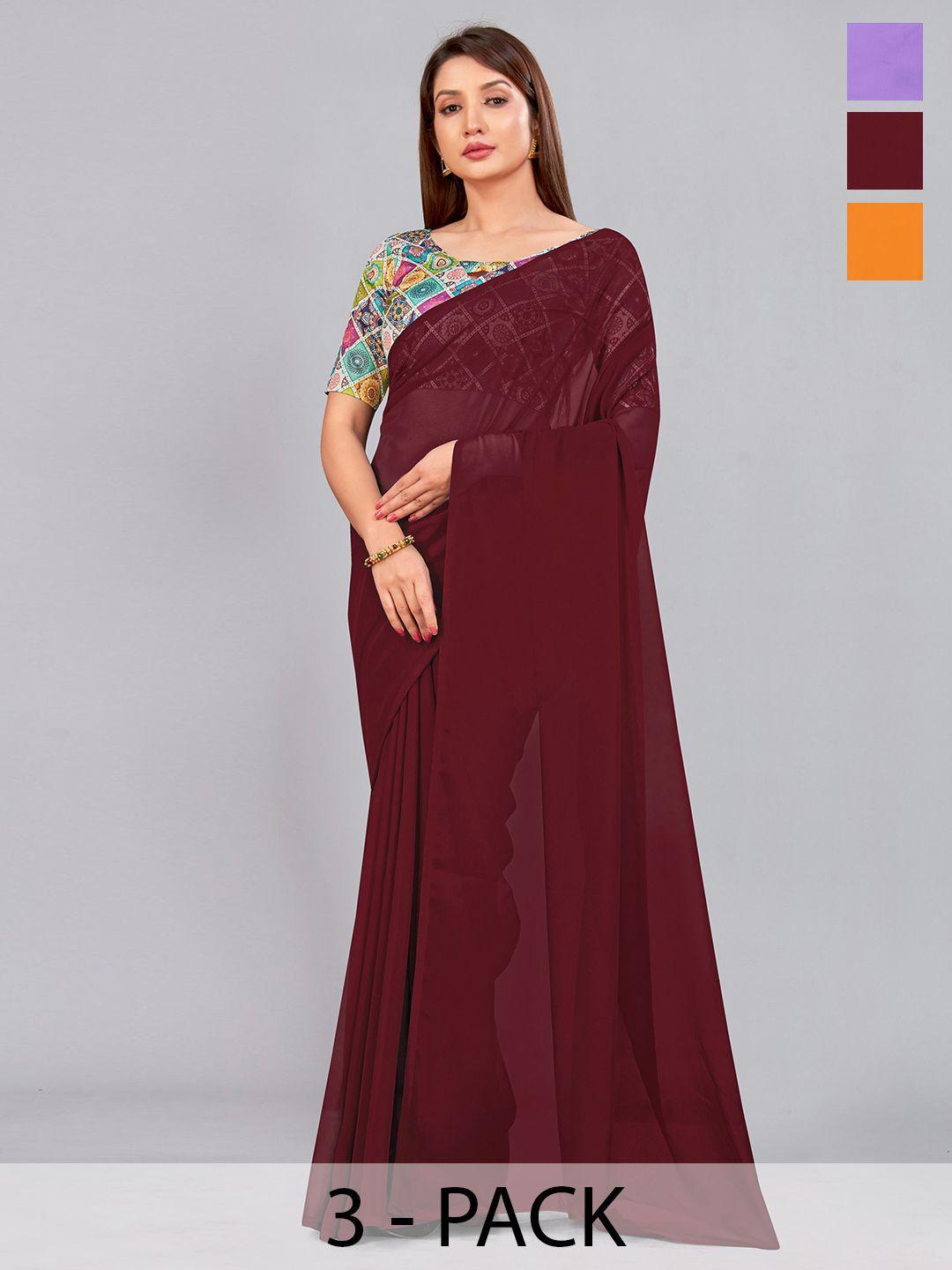 castillofab selection of 3 pure georgette saree