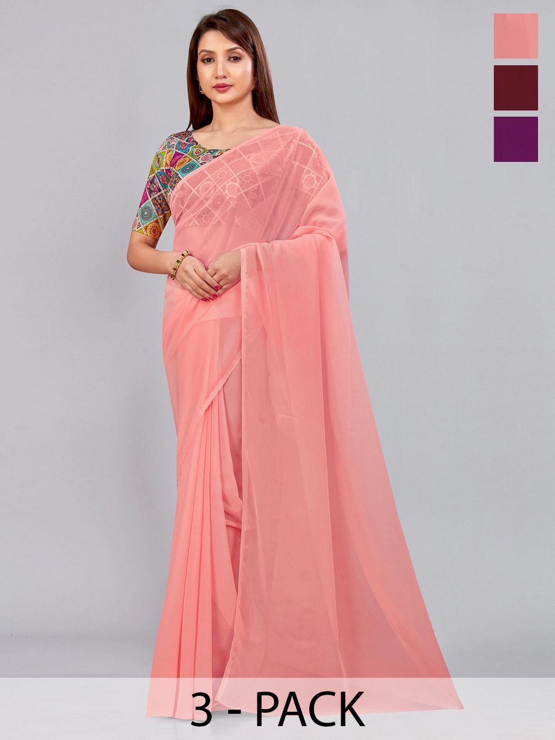 castillofab selection of 3 pure georgette saree