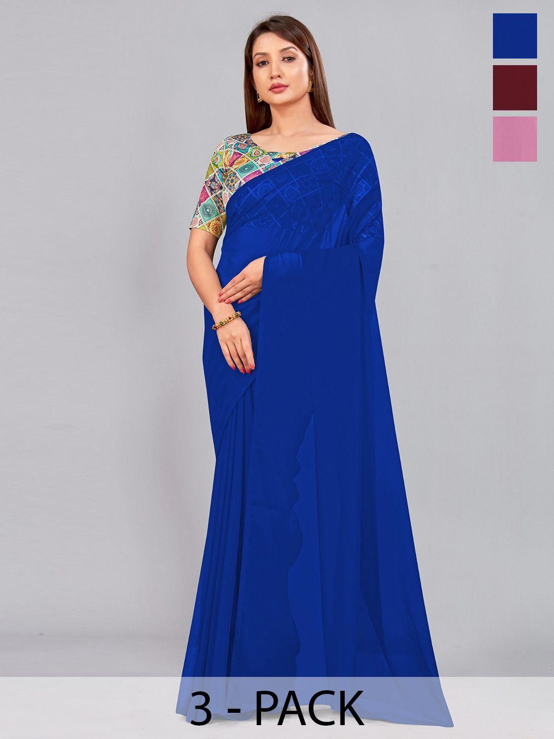 castillofab selection of 3 pure georgette saree