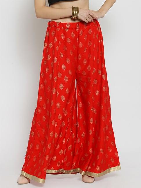 castle red printed palazzos