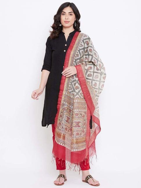 castle beige printed dupatta