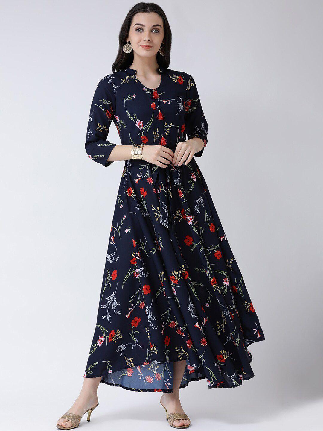 castle lifestyle floral printed crepe maxi dress