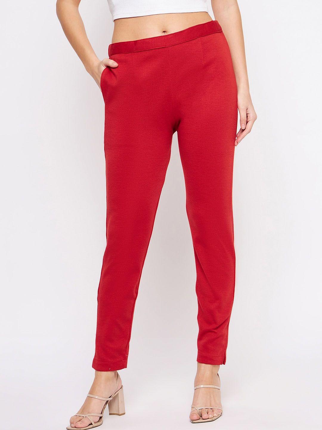 castle lifestyle women mid-rise smart wool trousers