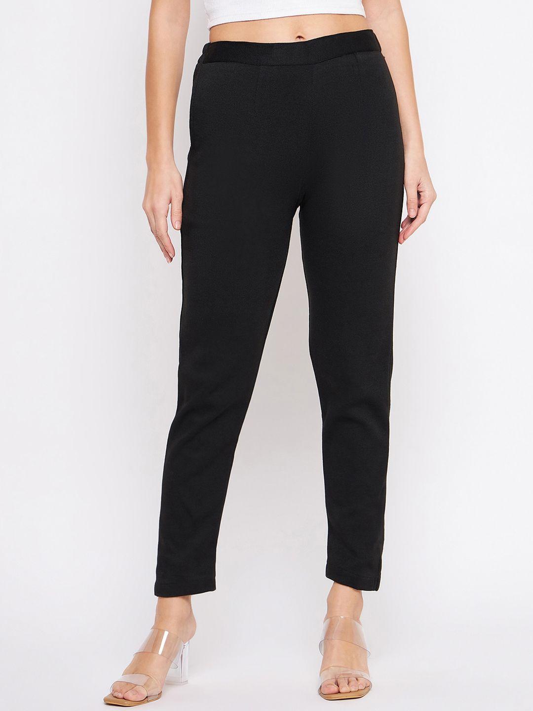 castle lifestyle women mid-rise smart wool trousers