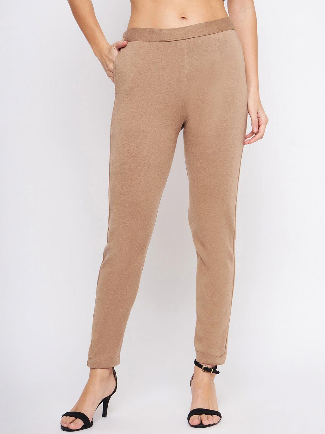 castle lifestyle women mid-rise smart wool trousers