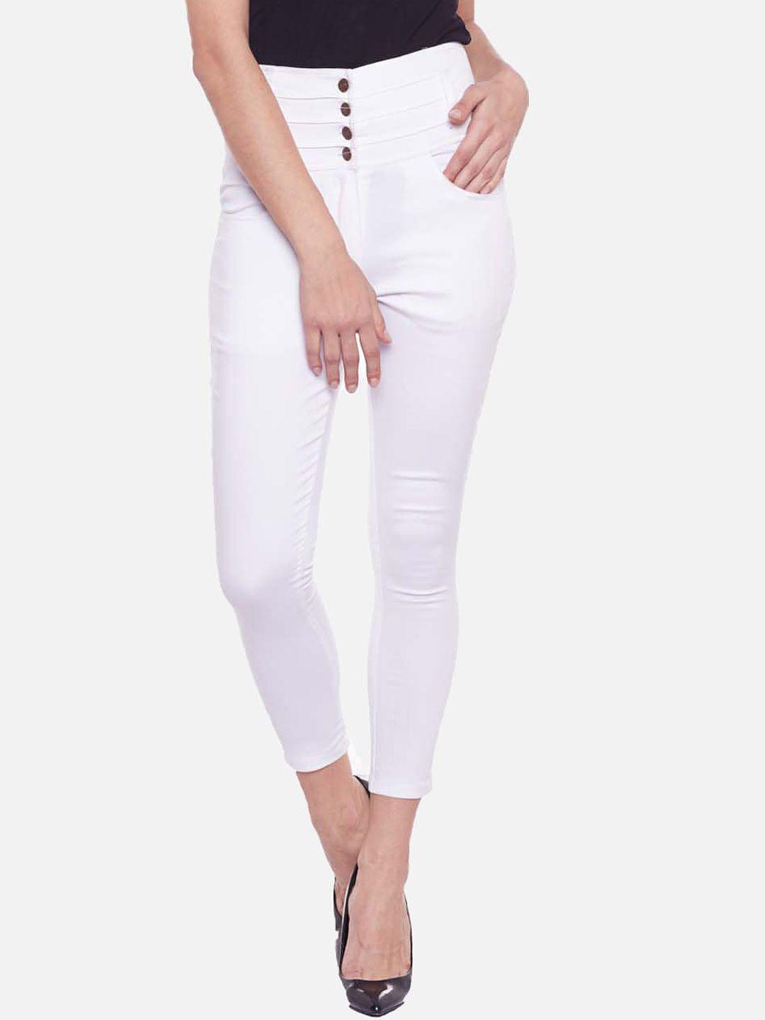 castle lifestyle women white smart high-rise trousers