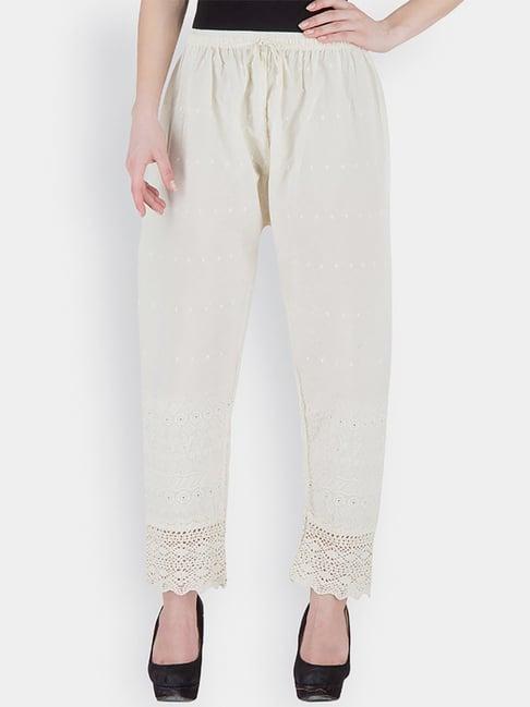 castle off-white cotton embroidered palazzos