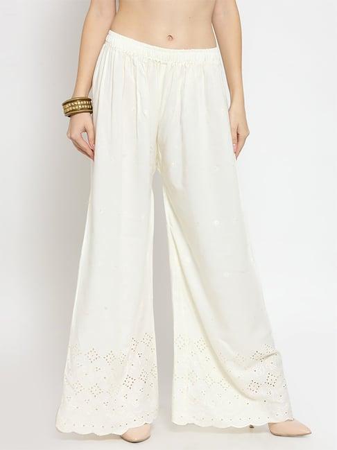 castle off-white embroidered palazzos