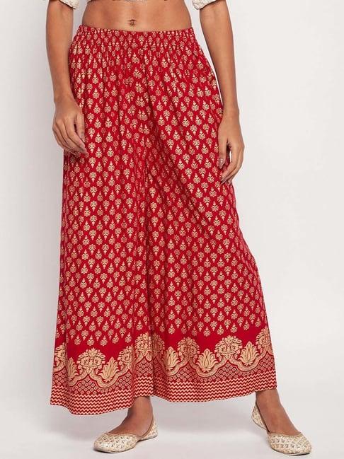 castle red printed palazzos