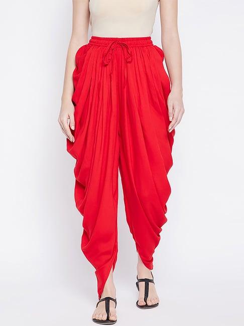 castle red regular fit dhoti pants