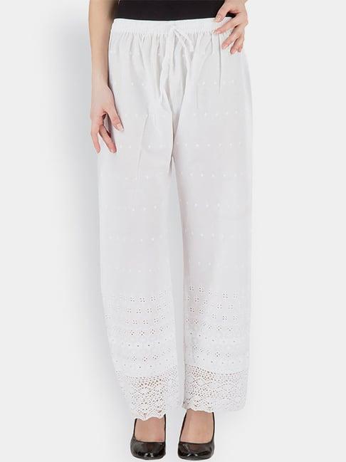 castle white cotton embroidered palazzos