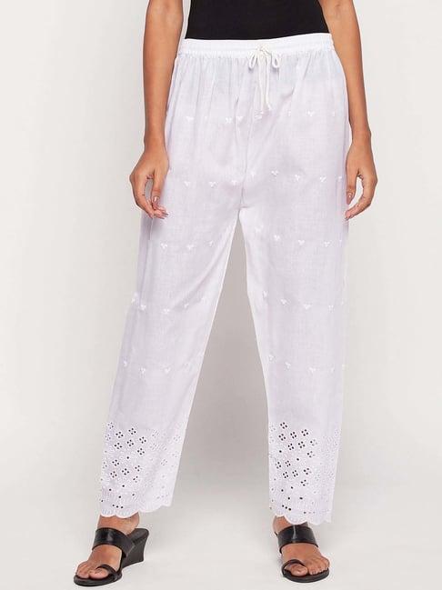 castle white cotton embroidered palazzos