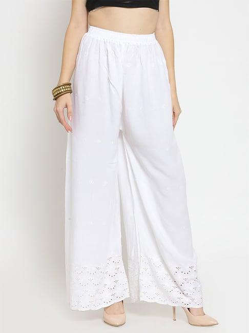 castle white embroidered palazzos