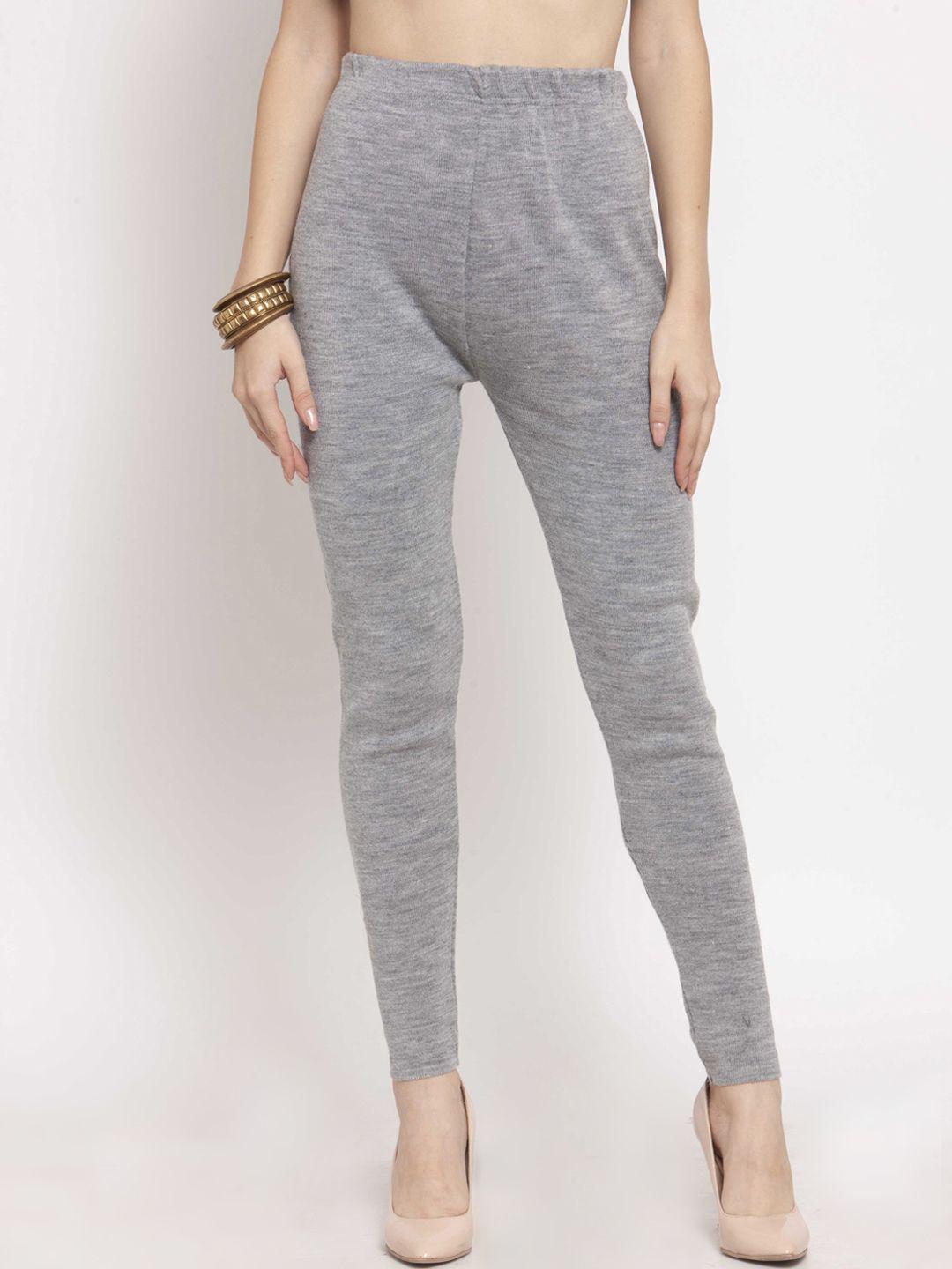 castle women grey solid woolen ankle-length leggings