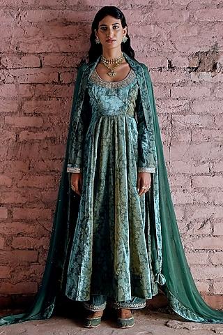 castleton green embellished anarkali set