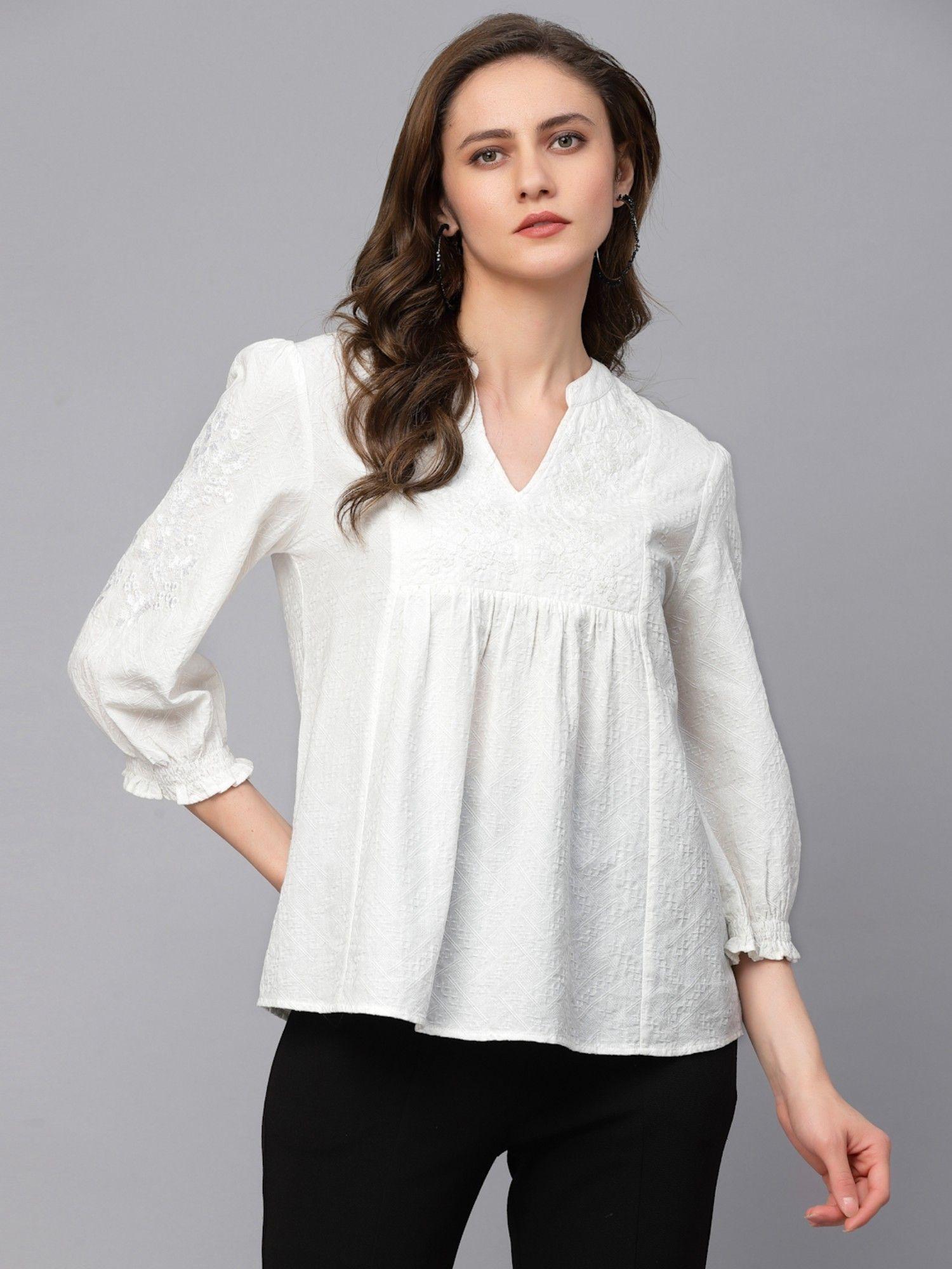 casual embroidered cotton tunic for women
