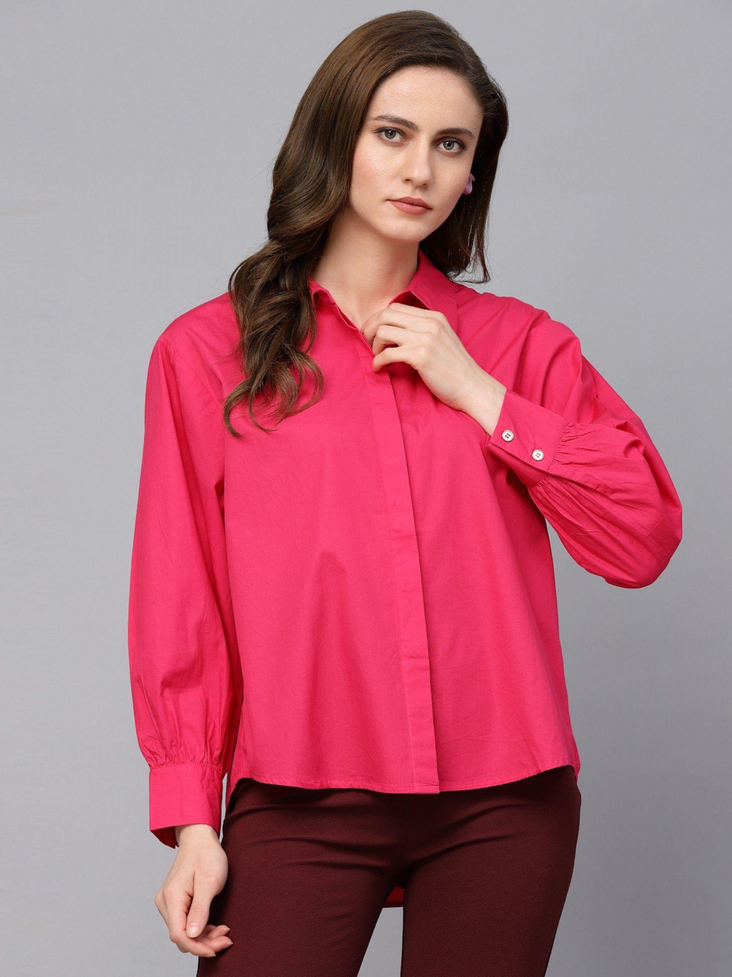 casual pink cotton shirt for women