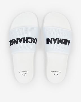 casual slides with brand applique
