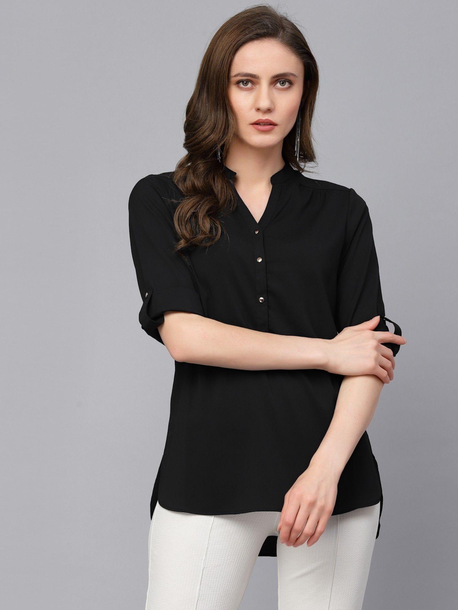 casual black georgette tunic for women