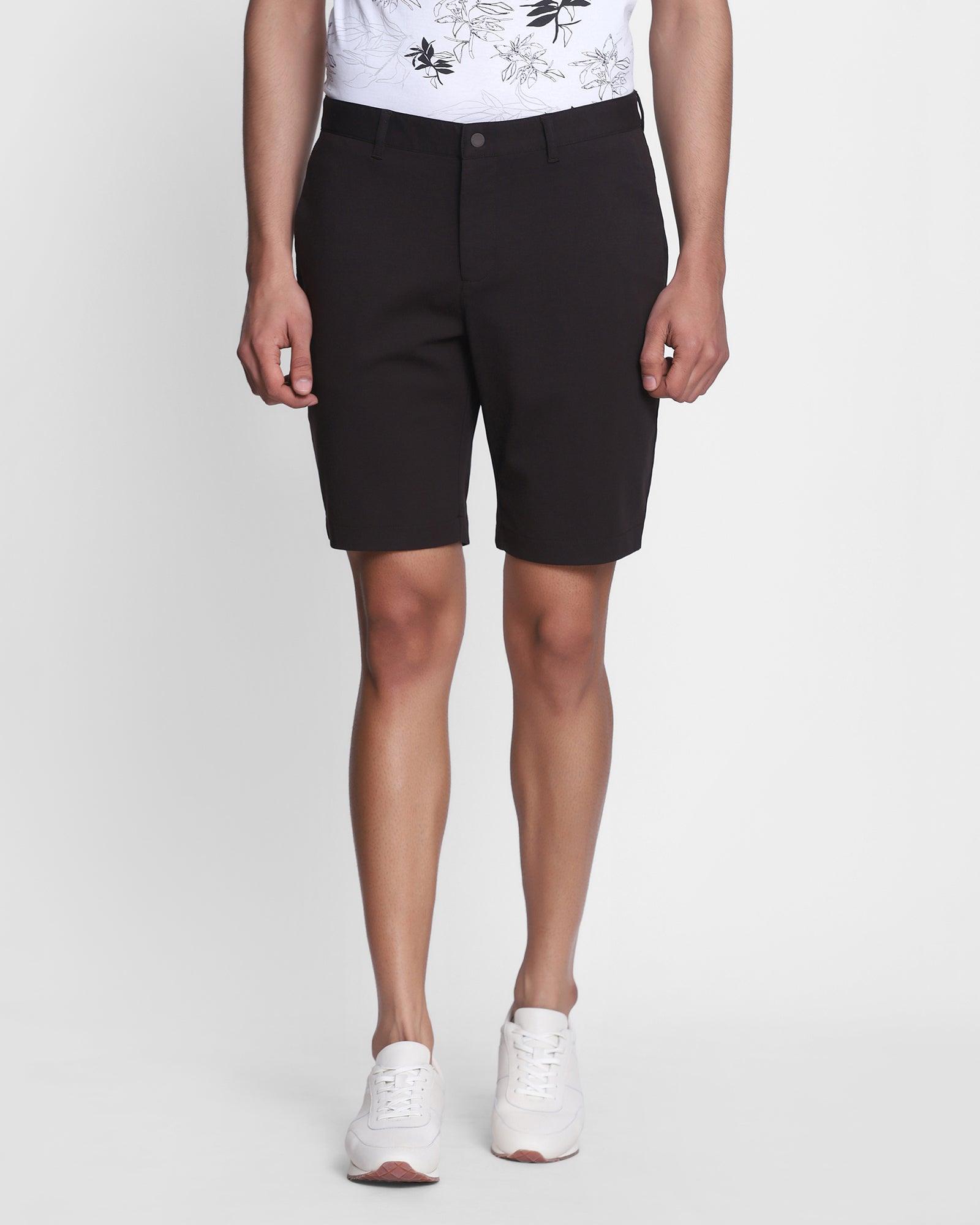 casual black solid shorts - iris