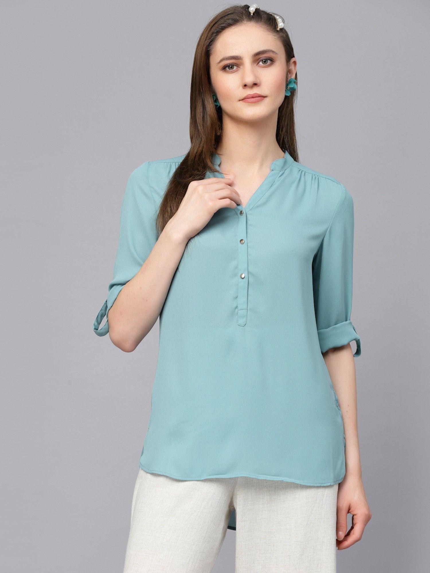 casual blue georgette tunic for women