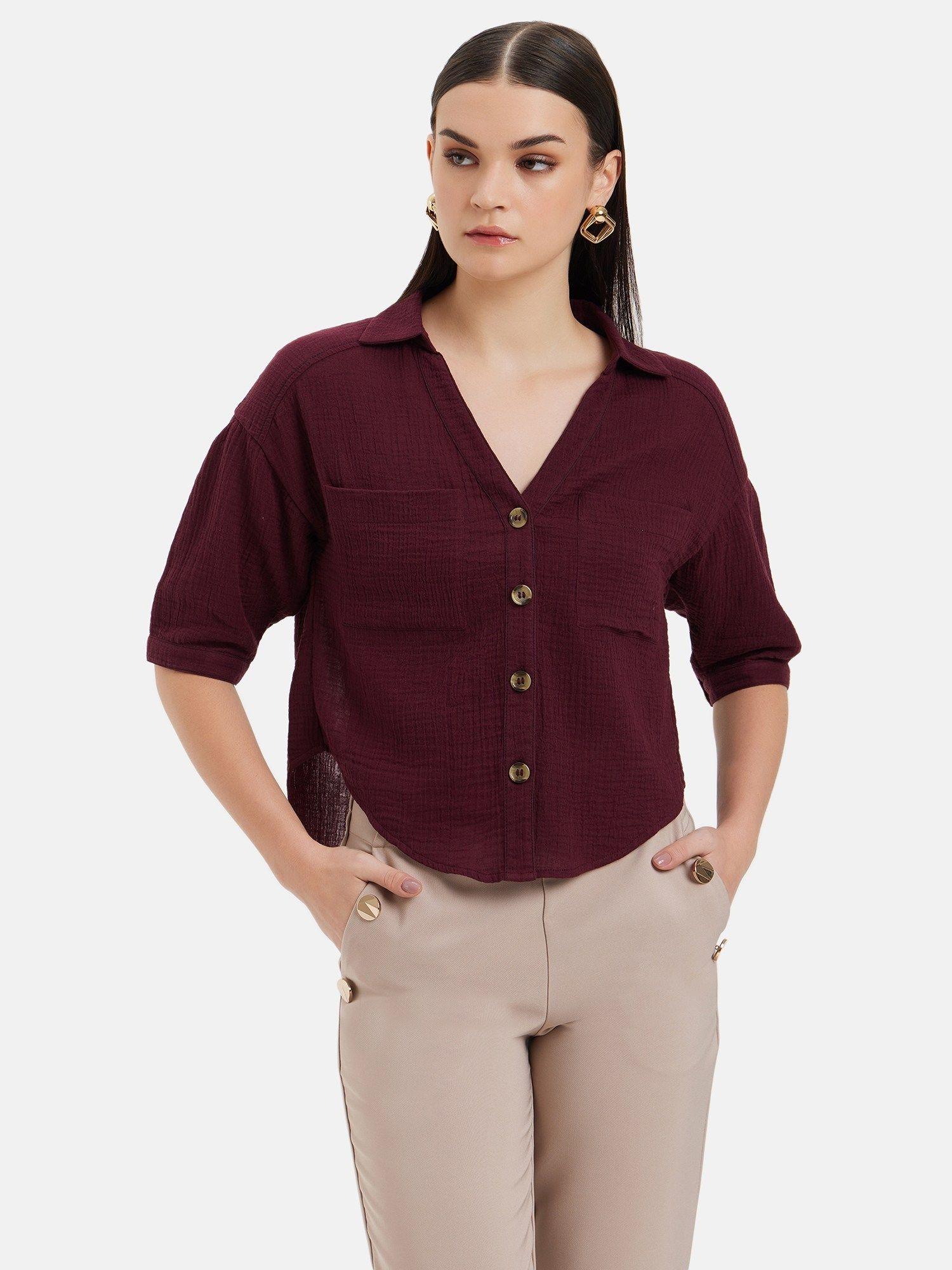 casual boxy fit shirt with short sleeves