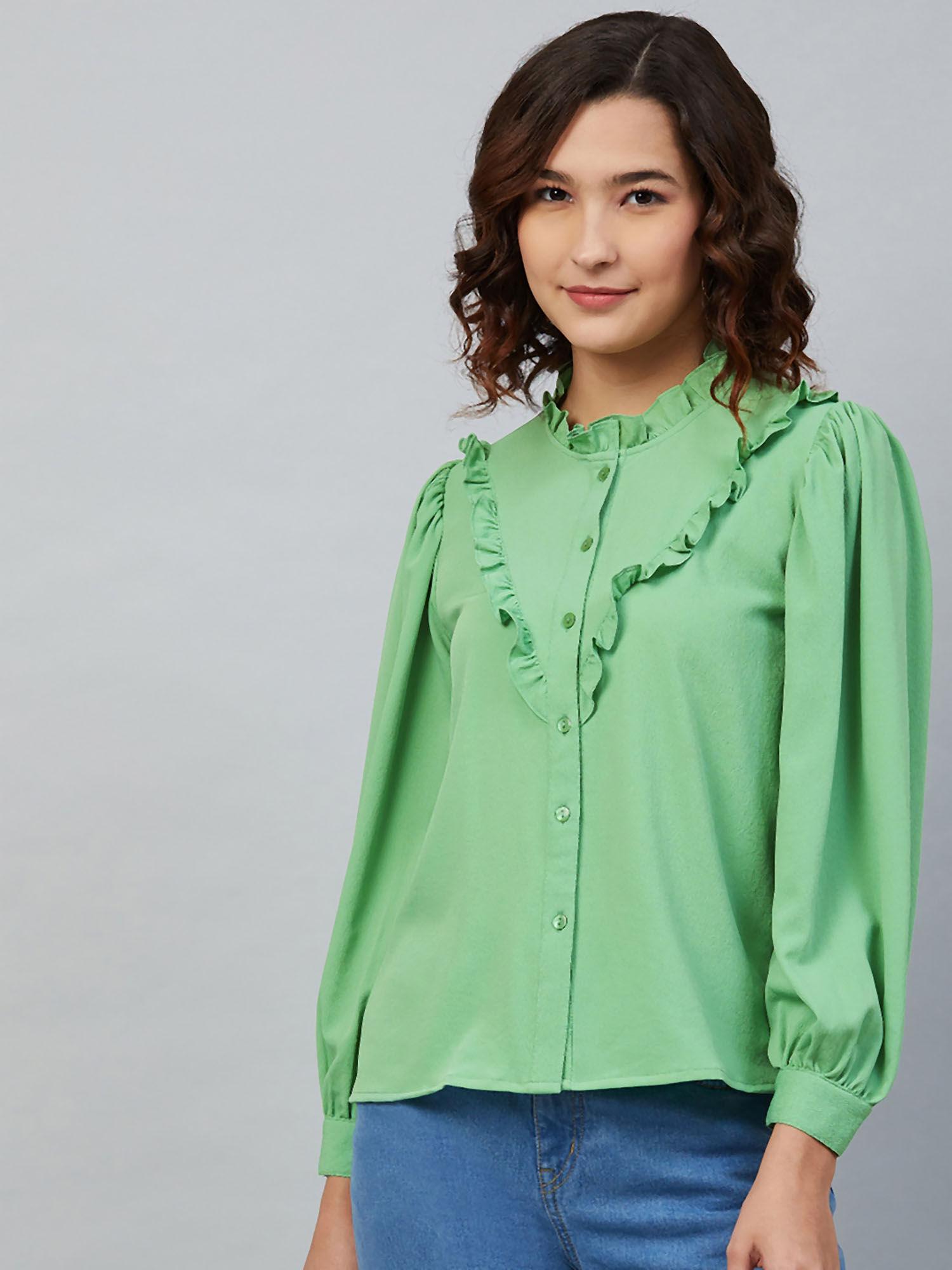 casual green solid comfortable top