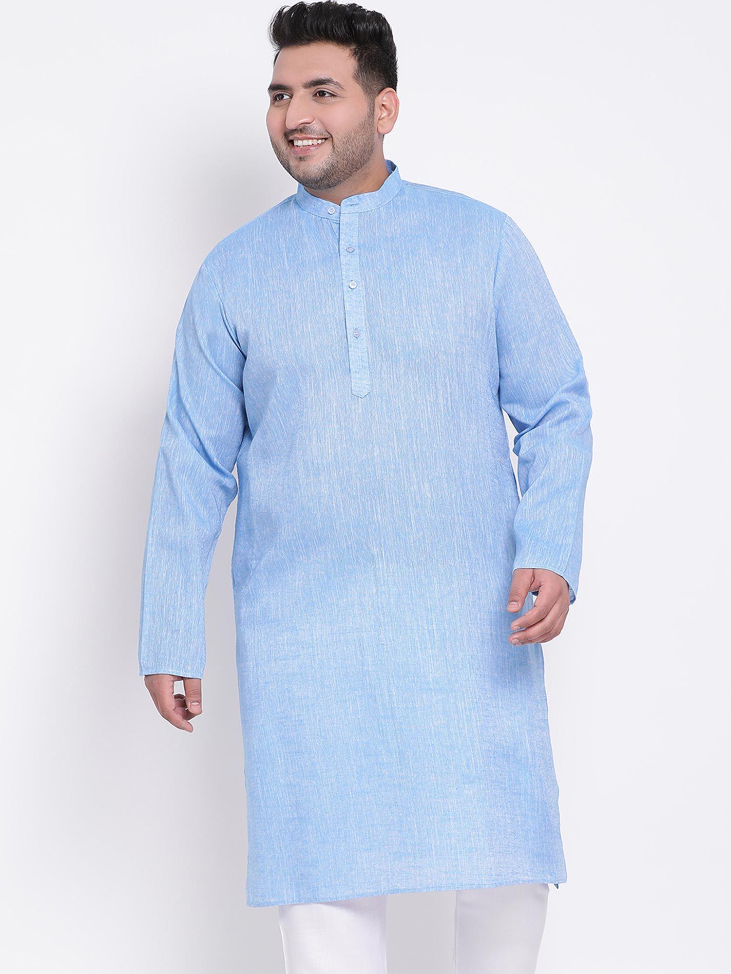 casual handloom short kurta ethnic blue color