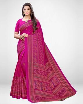 casual juth silk printed saree with unstitched blouse