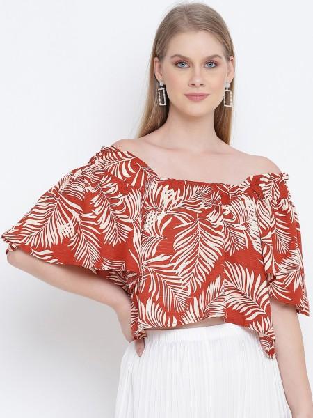 casual kimono sleeves printed women red top