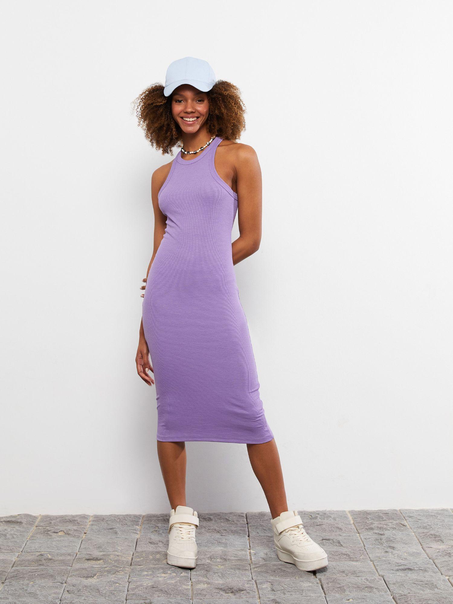 casual knit dress purple