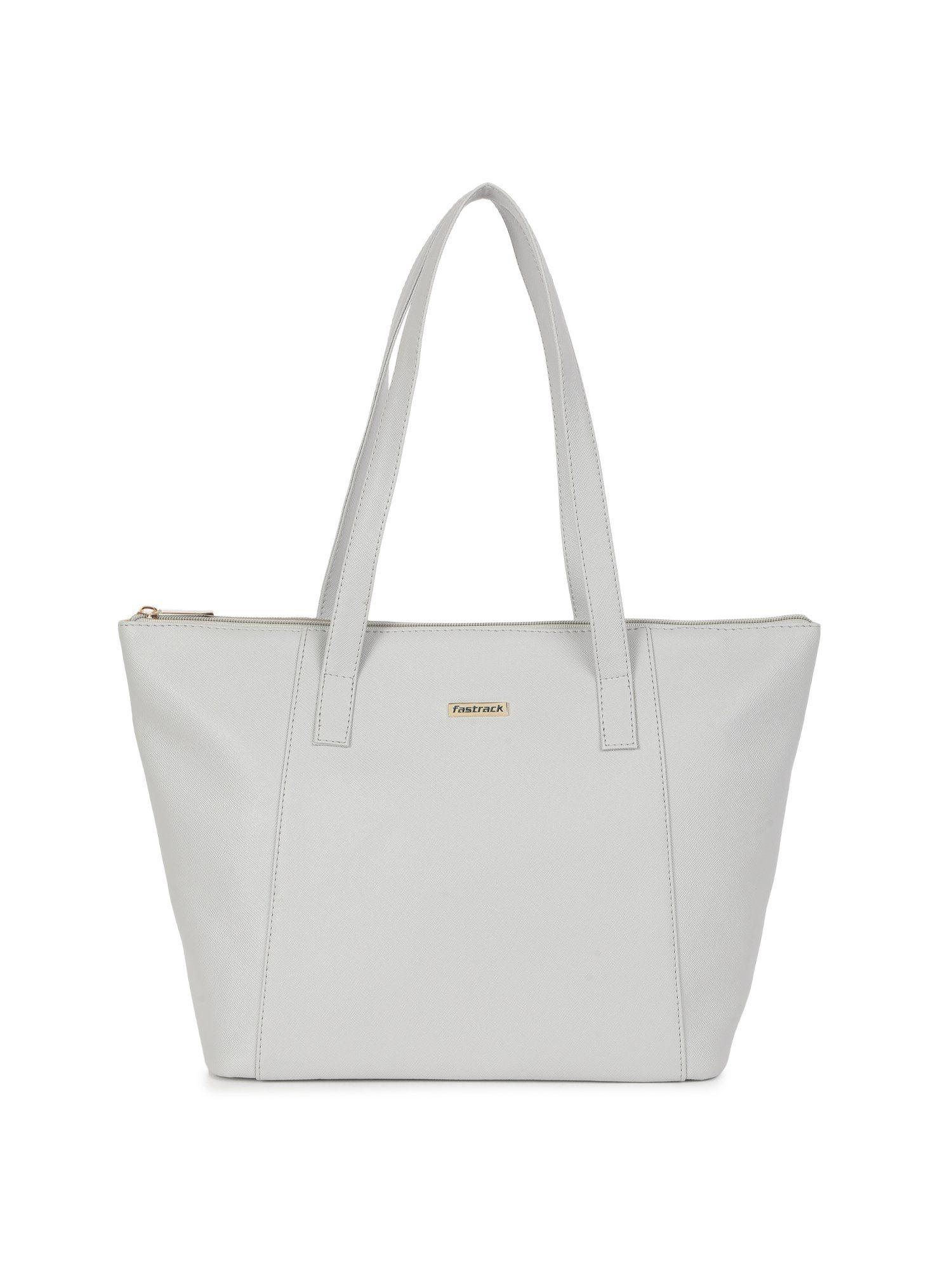 casual light grey medium fastrack tote bag for women with zipper