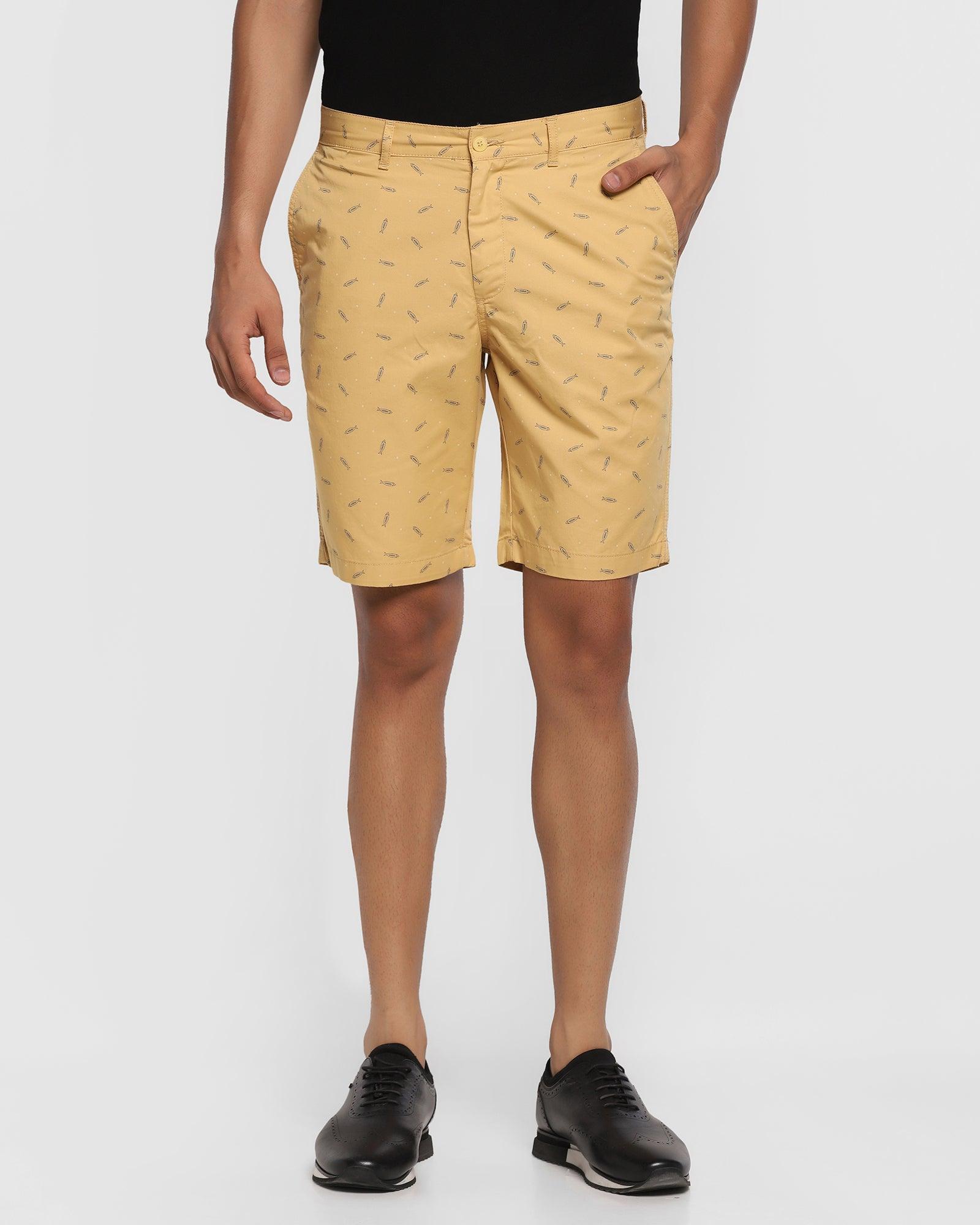 casual mustard printed shorts - peter
