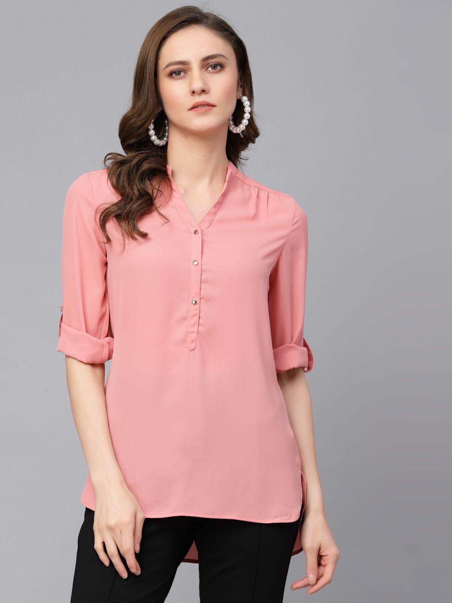 casual peach georgette tunic for women