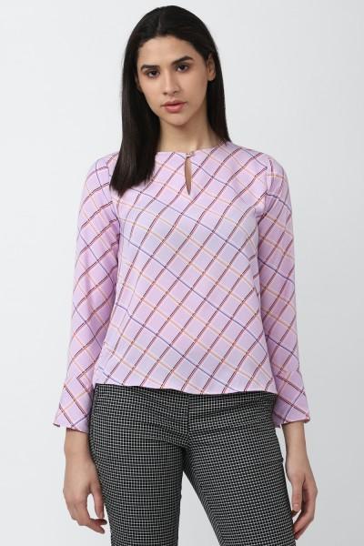 casual regular sleeves checkered women pink top