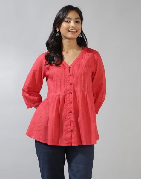 casual regular sleeves embroidered women red top