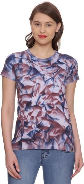 casual regular sleeves graphic print women blue, brown top