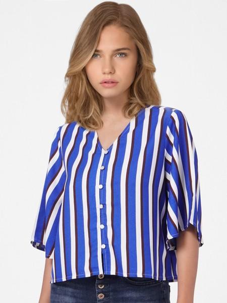 casual regular sleeves printed women blue top