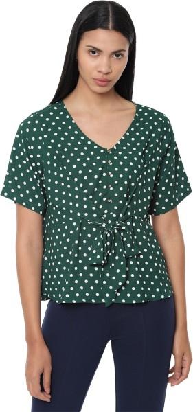 casual regular sleeves printed women green top