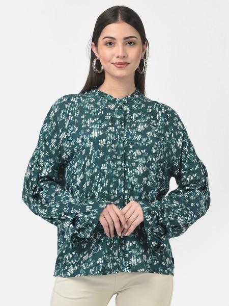 casual regular sleeves printed women green top