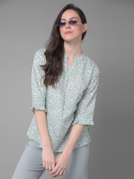 casual regular sleeves printed women light blue, white, yellow top