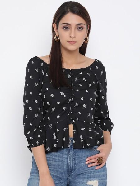 casual regular sleeves printed women multicolor top