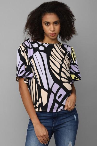 casual regular sleeves printed women multicolor top