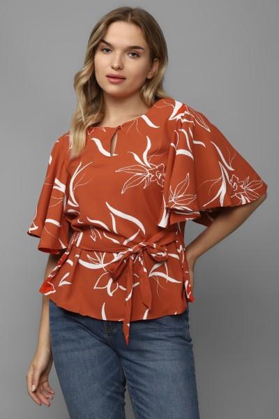 casual regular sleeves printed women orange, white top