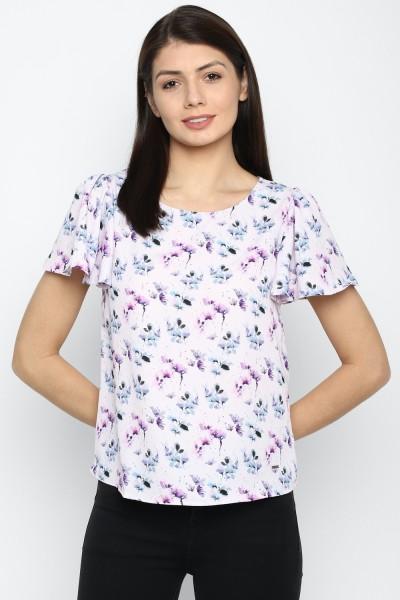 casual regular sleeves printed women pink top