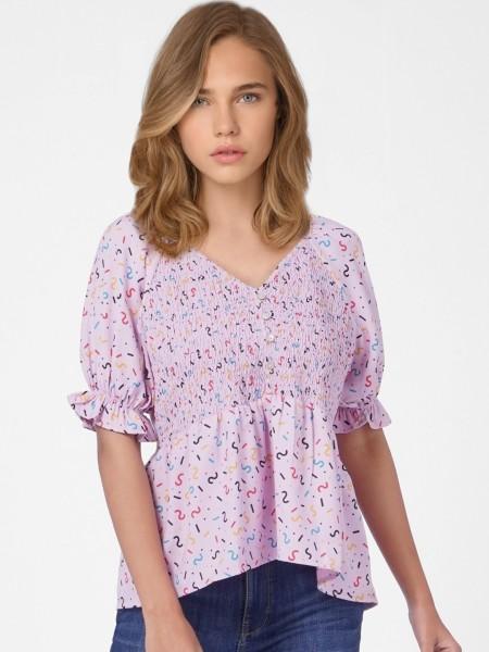 casual regular sleeves printed women pink top