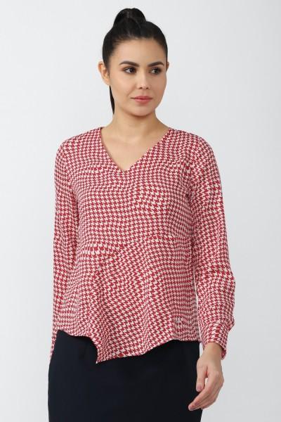 casual regular sleeves printed women red top