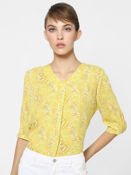 casual regular sleeves printed women yellow top